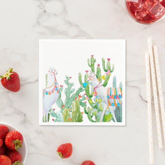 Serviette En Papier Papier à cocktails Napkin Boho Llama Bohemian Cact (En situation)