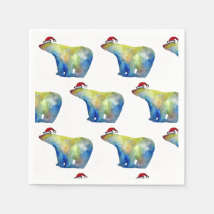 Serviette En Papier Papier à cocktails Napkins Père Noël Ours