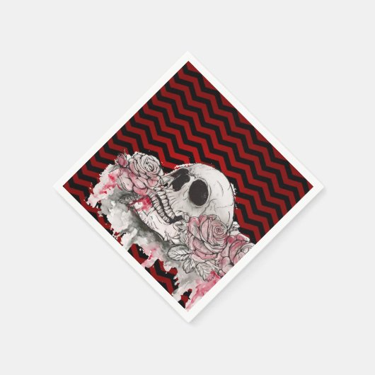 Serviette En Papier Papier à cocktails Napkinskull Rose goth Chevron n (Coin)