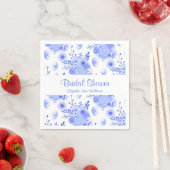 Serviette En Papier Papier à Fête des mariées à fleurs bleu et blanc (En situation)