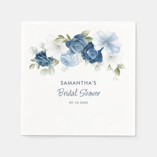 Serviette En Papier Papier à Fête des mariées bleu foncé élégant (Devant)