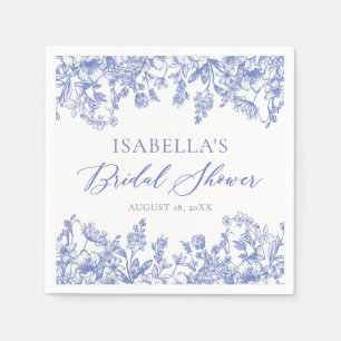 Serviette En Papier Papier à Fête des mariées vintage bleu floral