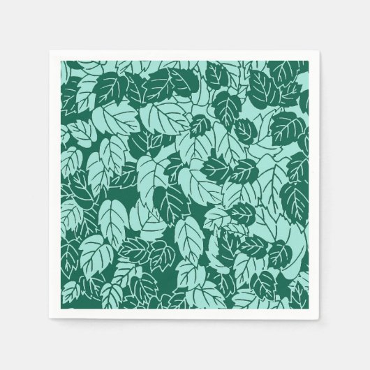 Serviette En Papier Papier à feuilles japonaises, Turquoise et Aqua (Devant)