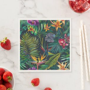 Serviette En Papier Papier à fleurs de jungle tropicale