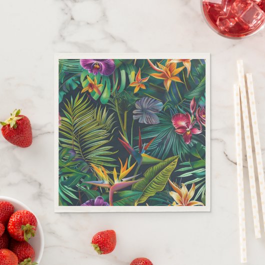 Serviette En Papier Papier à fleurs de jungle tropicale (En situation)