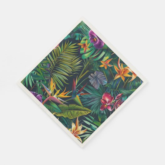 Serviette En Papier Papier à fleurs de jungle tropicale (Coin)