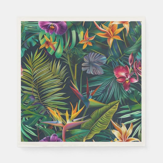Serviette En Papier Papier à fleurs de jungle tropicale (Devant)