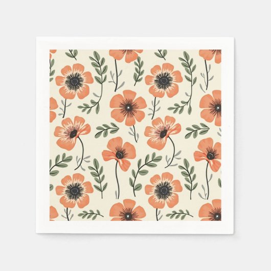 Serviette En Papier Papier à fleurs et serviettes de table (Devant)