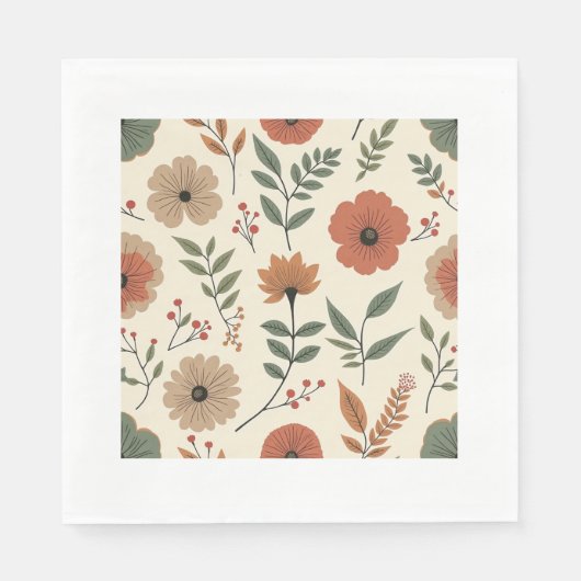 Serviette En Papier Papier à fleurs Napkin (Devant)
