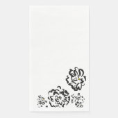 Serviette En Papier Papier à fleurs noir et blanc moderne (Devant)