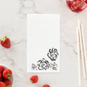 Serviette En Papier Papier à fleurs noir et blanc moderne (En situation)