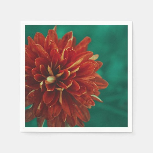 Serviette En Papier Papier à fleurs rouge chrysanthème élégant Napkin (Devant)