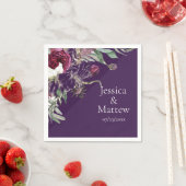 Serviette En Papier Papier à fleurs violettes personnalisé Napkin (En situation)