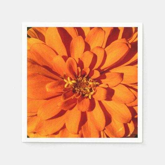 Serviette En Papier Papier à fleurs Zinnia orange Napkin (Devant)