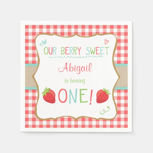 Serviette En Papier Papier à fraise Napkins Fruit d'été Pique-nique (Devant)