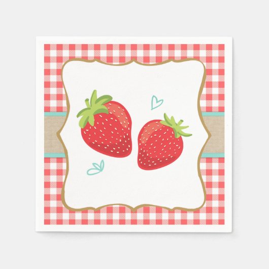 Serviette En Papier Papier à fraise Napkins Fruit d'été Pique-nique (Devant)