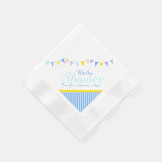 Serviette En Papier Papier à lapin bleu baby shower nommé (Coin)