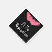 Serviette En Papier Papier à lèvres rose tache à lèvres noir et blanc (Coin)