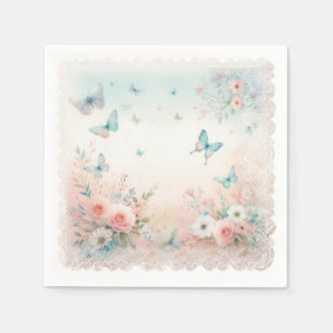 Serviette En Papier Papier à linge, doux, aquarelle, papillons