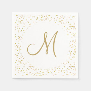 Serviette En Papier Papier à monogramme doré et paillettes d'or