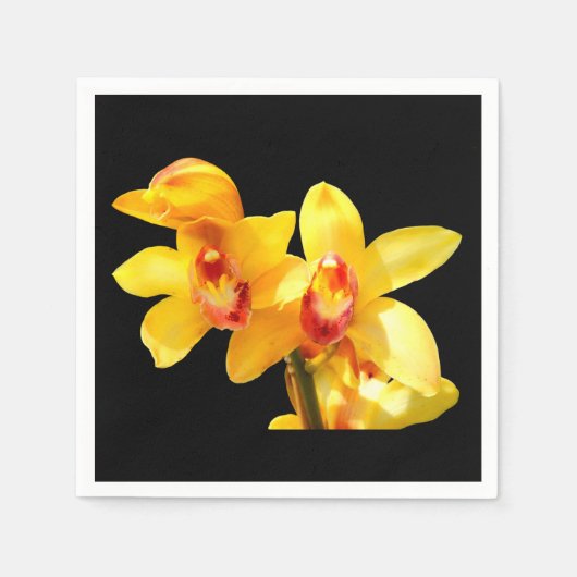 Serviette En Papier Papier à orchidées jaune Cymbidium (Devant)