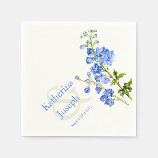 Serviette En Papier Papier à papier bleu mariage delphinium (Devant)