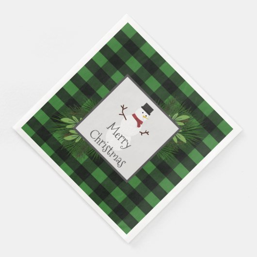Serviette En Papier Papier à plis Snowman Green Buffalo Napkin (Coin)