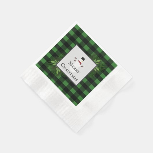Serviette En Papier Papier à plis Snowman Green Buffalo Napkin (Coin)