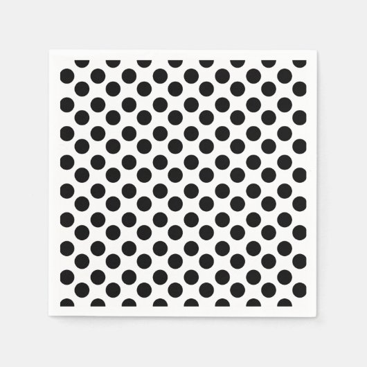 Serviette En Papier Papier à points Polka noir et blanc (Devant)