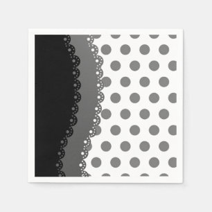 Serviette En Papier Papier à points Polka noir et gris