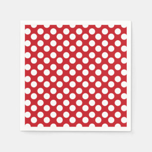 Serviette En Papier Papier à points Polka rouge et blanc Napkin