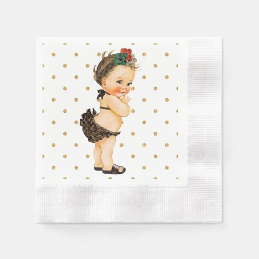 Serviette En Papier Papier à points Polka Sparkle Or Napkin Vintage bé (Devant)