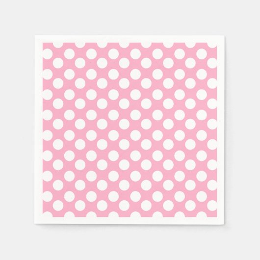 Serviette En Papier Papier à points rose et blanc Polka Napkin (Devant)