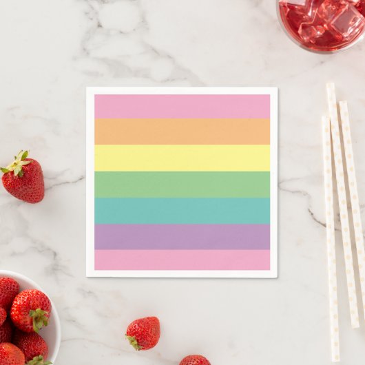 Serviette En Papier Papier à rayures Pastel Rainbow Napkin (En situation)