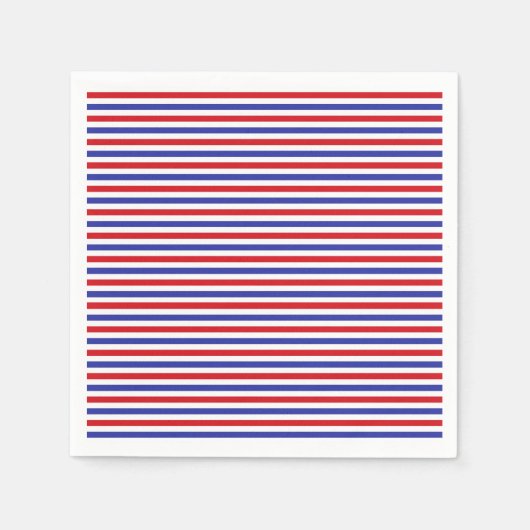 Serviette En Papier Papier à rayures rouge, blanc et bleu (Devant)