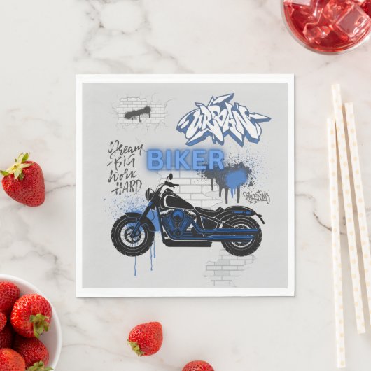 Serviette En Papier Papier à serviette bleu et gris pour moto (En situation)