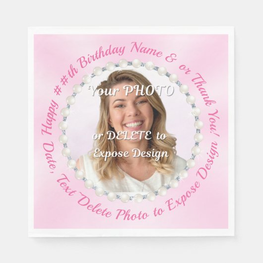 Serviette En Papier Papier à serviettes rose. Serviettes personnalisée (Devant)