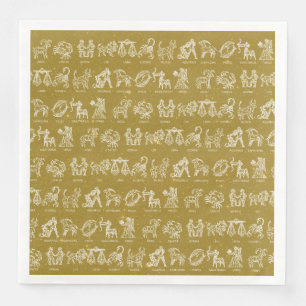 Serviette En Papier Papier à signes Zodiac Napkin(Jaune)