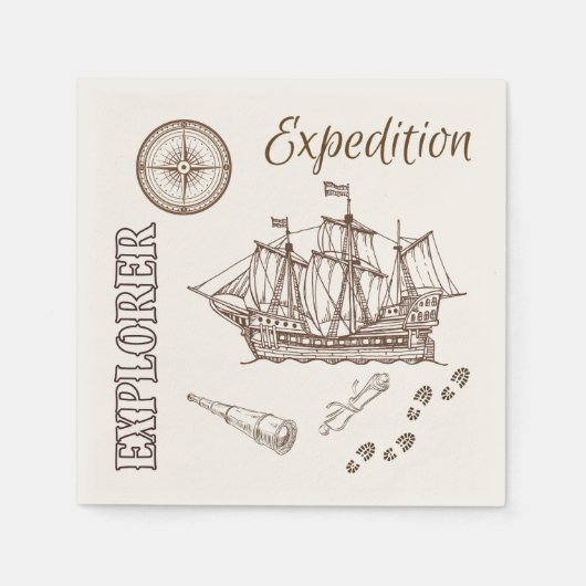 Serviette En Papier Papier à thème Explorer Expédition (Devant)