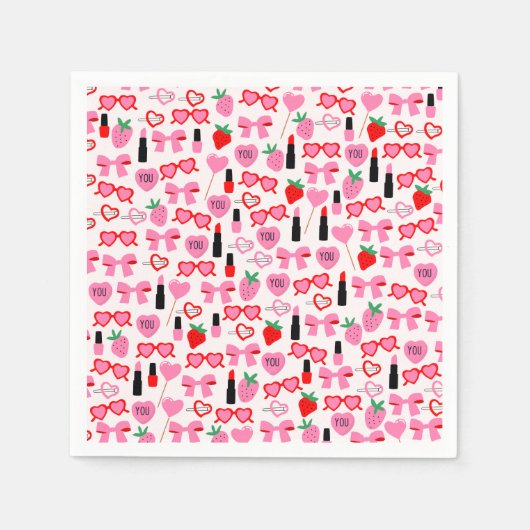 Serviette En Papier Papier à vaches roses mignonnes (Devant)