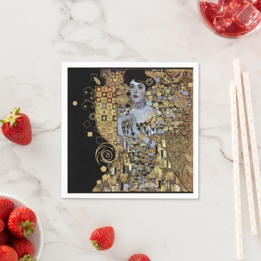 Serviette En Papier Papier Adele Klimt Napkin (En situation)