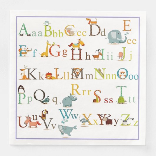 Serviette En Papier Papier - Alphabet (Devant)