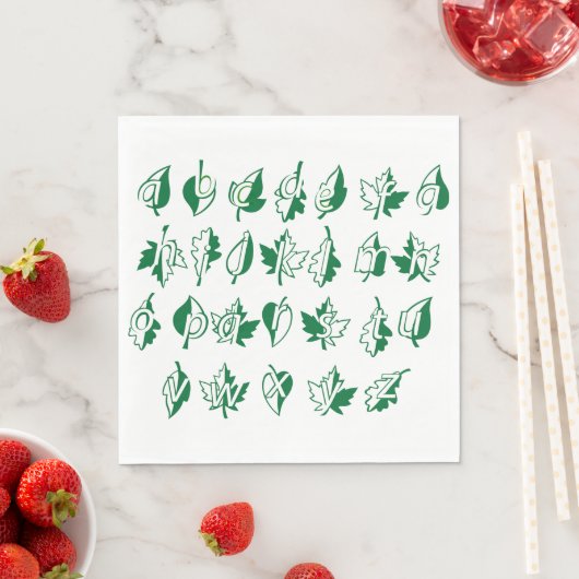 Serviette En Papier Papier Alphabet Vert (En situation)