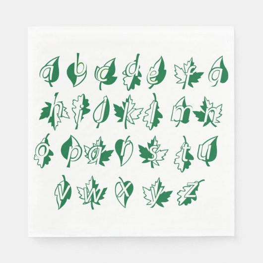 Serviette En Papier Papier Alphabet Vert (Devant)
