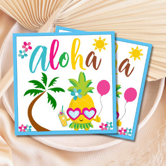 Serviette En Papier Papier Anniversaire Aloha Tropical Pineapple