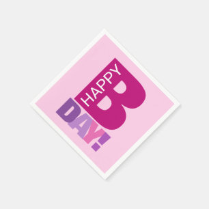 Serviette En Papier Papier Anniversaire simple et amusant rose heureux