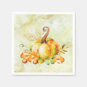 Serviette En Papier Papier Aquarelle Citrouille Doré