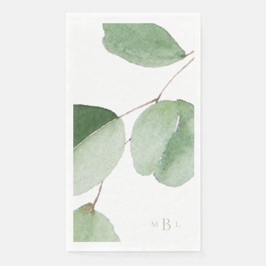Serviette En Papier Papier aquarelle monogramme eucalyptus gras (Devant)