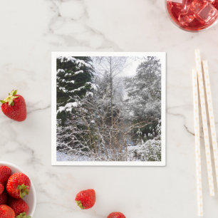 Serviette En Papier Papier Arbres neigeux