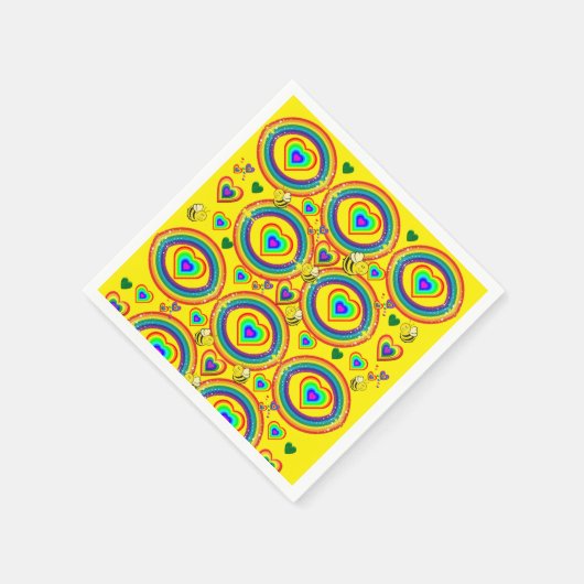 Serviette En Papier Papier, Arc-en-ciel nuages Bumblebee (Coin)